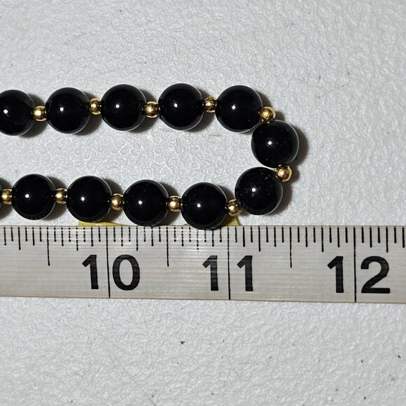 Elegant Retro Black Beaded Necklace Gold Tone Accents Fashion Jewelry Women - Picture 5 of 5